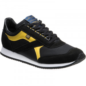 Voyager Trainer in Black Mesh and Black Suede and Yellow Calf