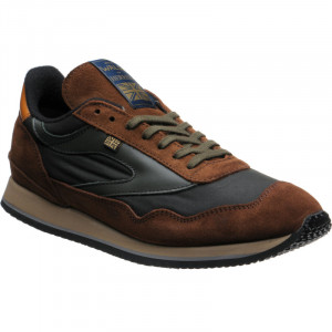Herring Ensign Trainer rubber-soled trainers in Brown Calf Suede and Green Waxed Cotton