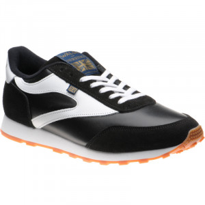 Horwich Trainer in Black Calf Suede and White Calf