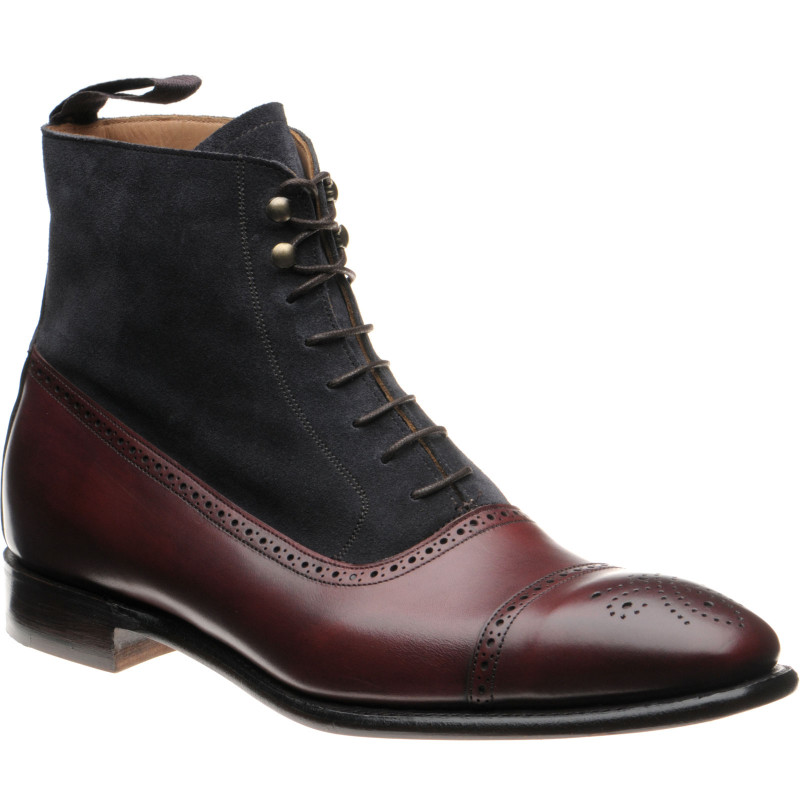 Herring shoes | Herring Premier | Jerry two-tone boots in Burgundy Calf and  Blue Suede at Herring Shoes