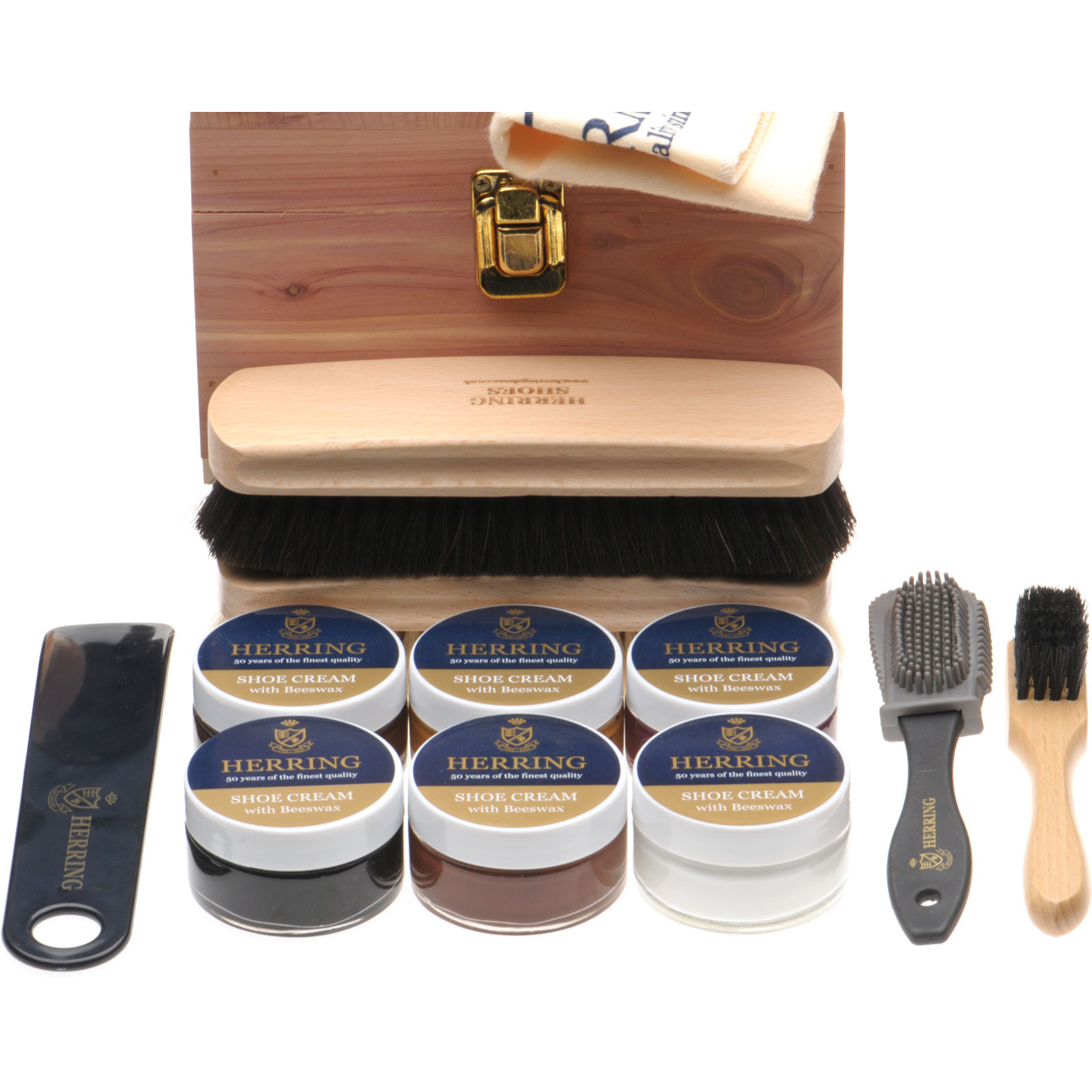 Herring shoes Herring Shoe Care Cedar Valet Box With footrest in