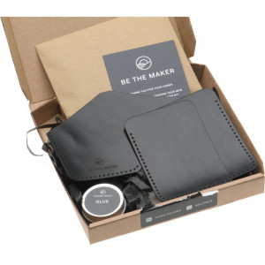 Make Your Own Card Holder Kit in Black Calf
