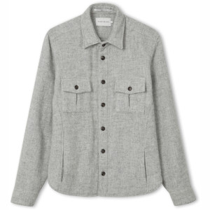 Dexter Wool Over Shirt by Peregrine in Light Grey