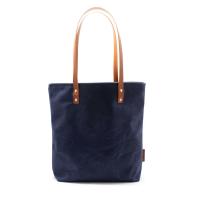 herring mill bay tote bag in navy waxed canvas