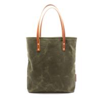 herring mill bay tote bag in olive waxed canvas