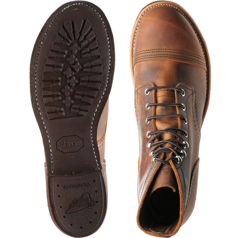 Red Wing shoes Red Wing Heritage Iron Ranger rubber soled boots in Copper Rough and Tough at Herring Shoes