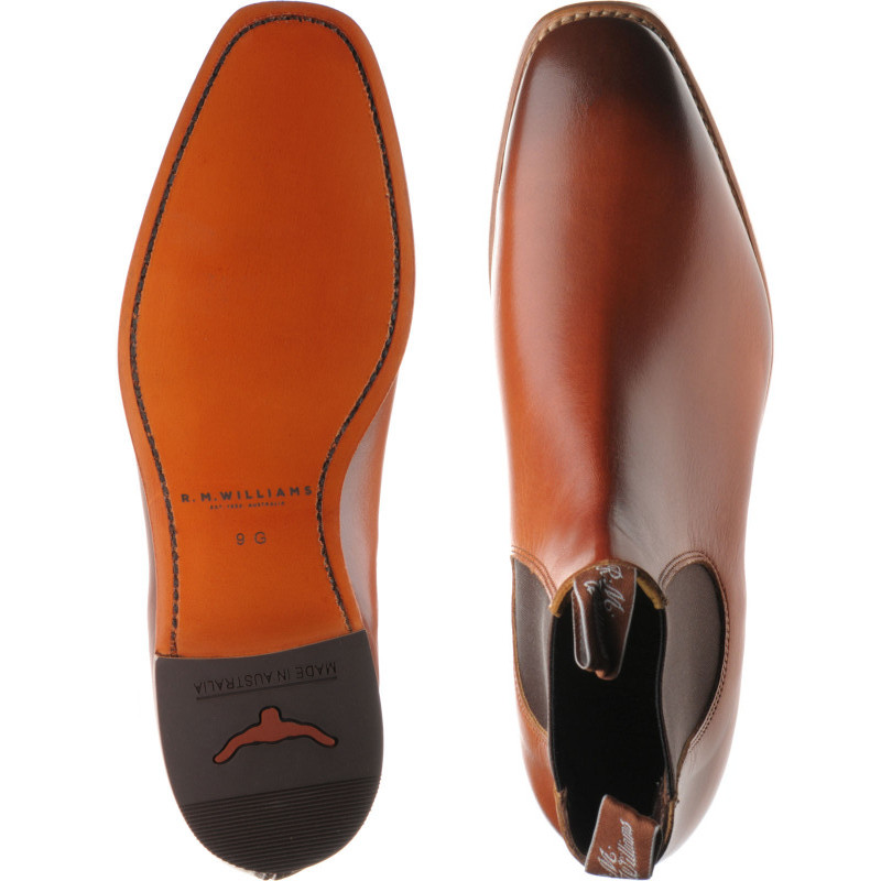 RM Williams shoes RM Williams Classic Chinchilla boots in Cognac Burnished Calf at Herring Shoes