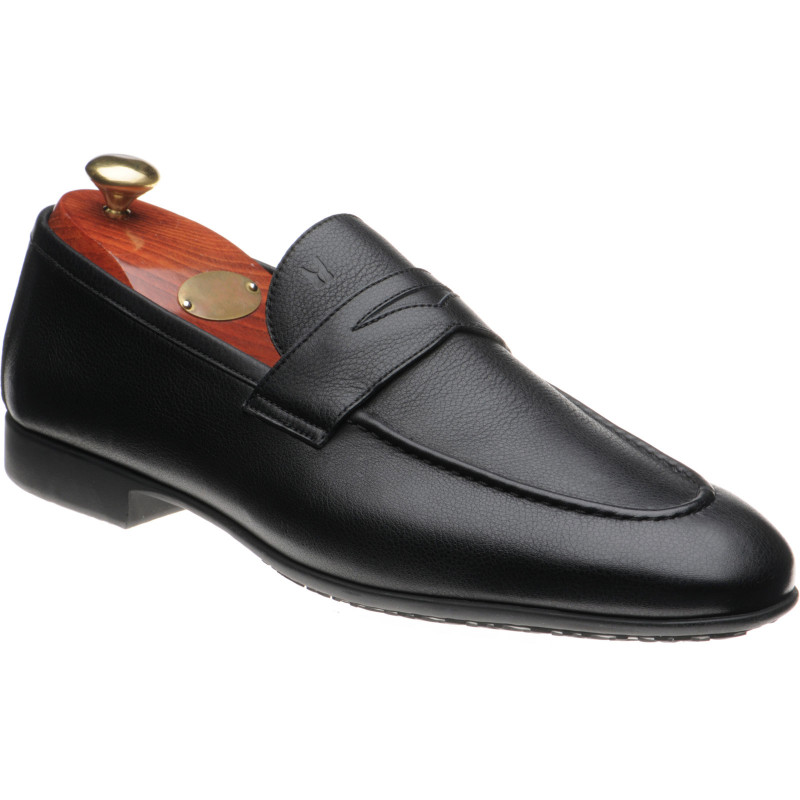 Moreschi shoes Moreschi Baku rubber soled loafers in Black Calf at Herring Shoes