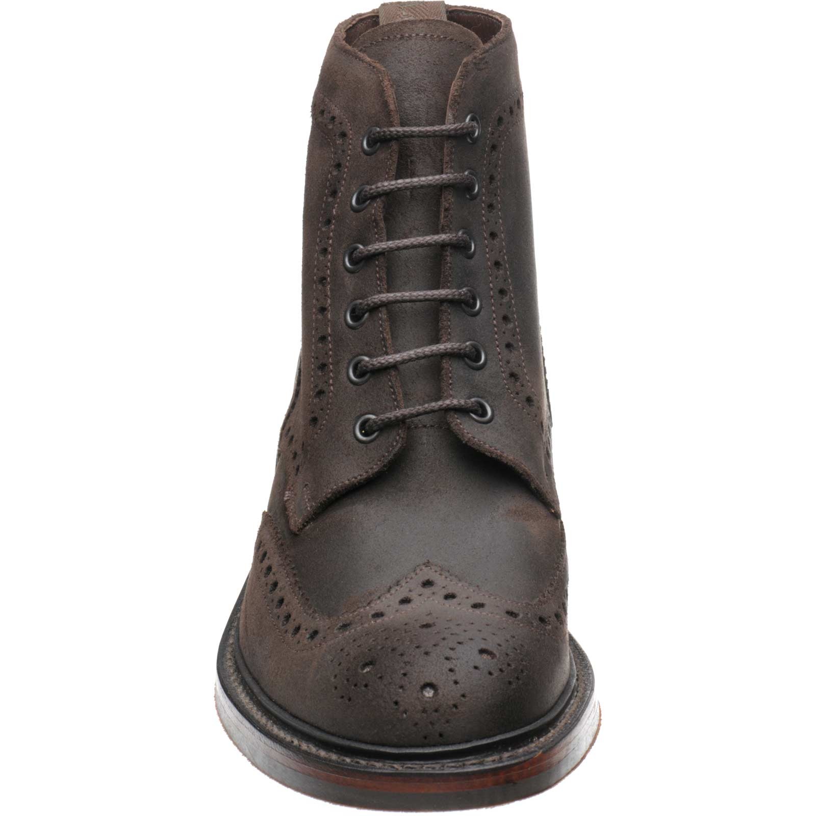 Loake Shoes Loake 1880 Bedale Rubber Soled Brogue Boots In Dark Brown Waxed Suede At Herring 2048