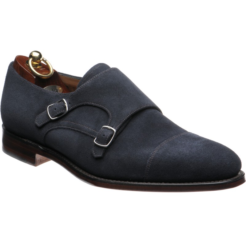 Loake shoes | Loake 1880 | Cannon double monk shoes in Navy Suede at ...