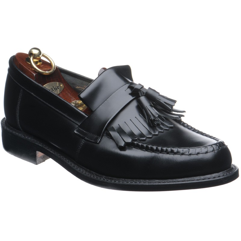 Loake shoes | Loake Sale | Brighton tasselled loafers in Black Polished ...