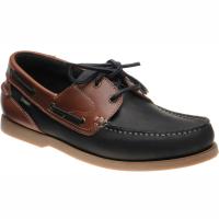 loake lymington in navy nubuck and brown waxy