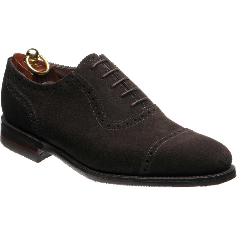brown suede semi brogue shoes
