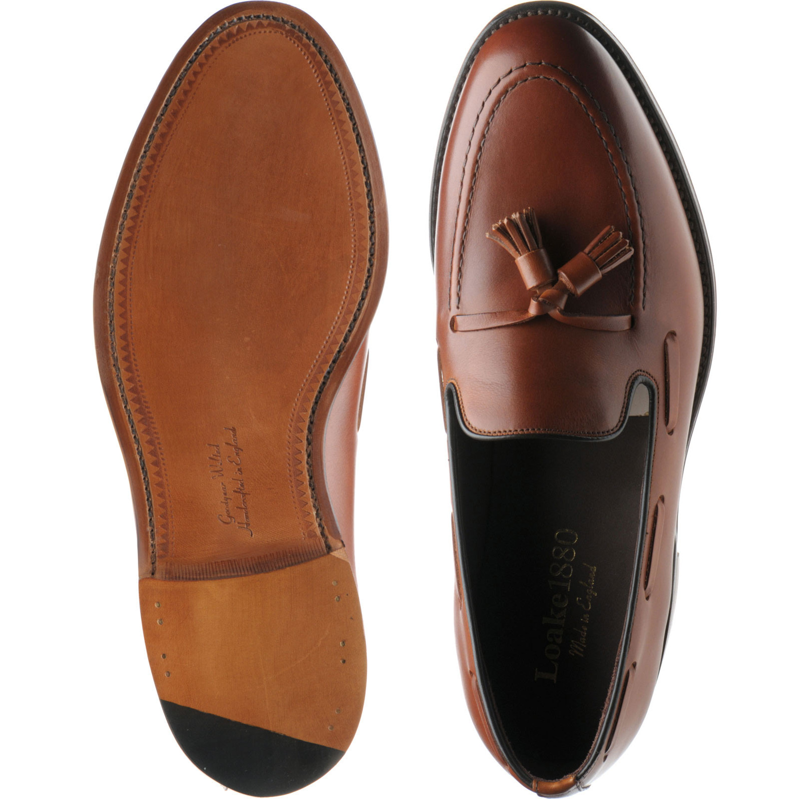 Loake shoes | Loake 1880 | Russell tasselled loafers in Mahogany Calf ...