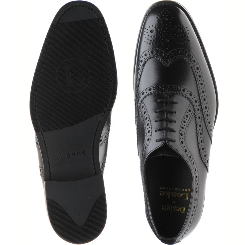 Loake shoes Loake Exclusive Fearnley Rubber rubber soled brogues in Black Calf at Herring Shoes