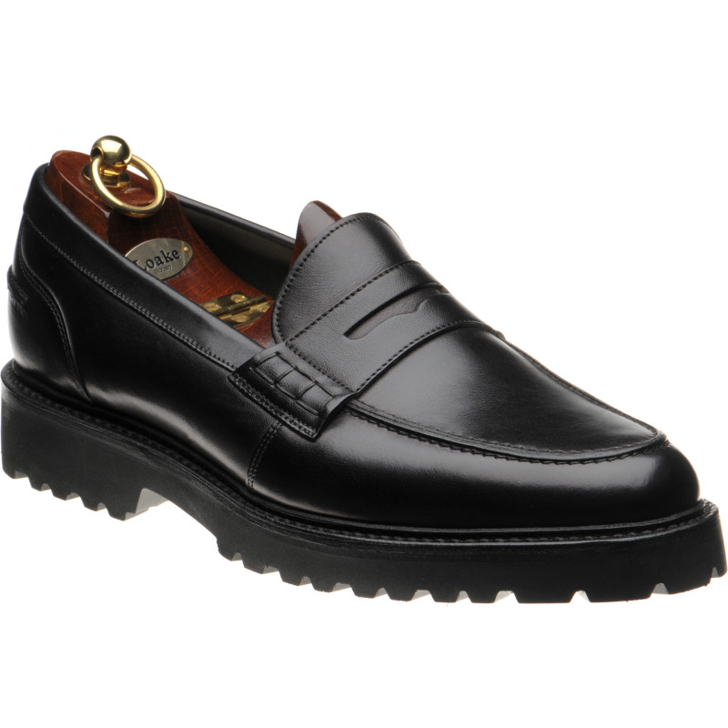 Loake shoes Loake Factory Seconds Crux rubber soled loafers in Black Calf at Herring Shoes