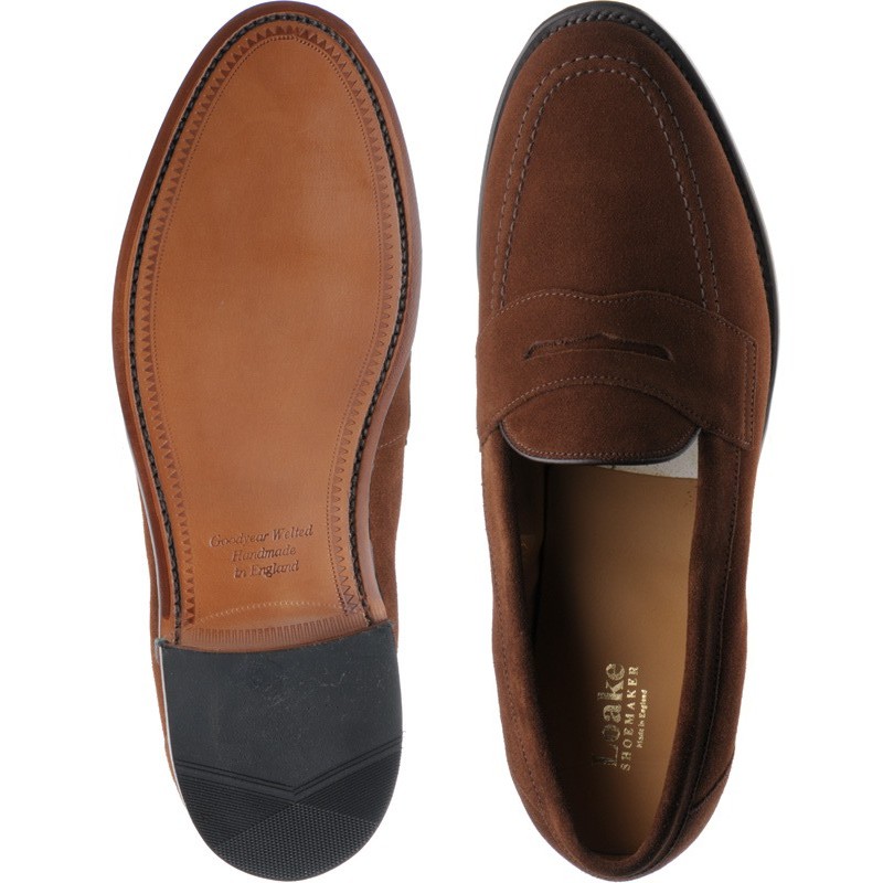 Loake shoes | Loake Shoemaker | Eton loafers in Brown Suede at Herring ...