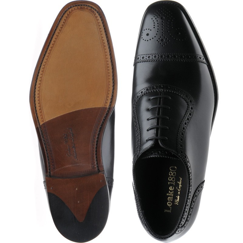 Loake shoes | Loake 1880 | Strand semi-brogues in Black Calf at Herring ...