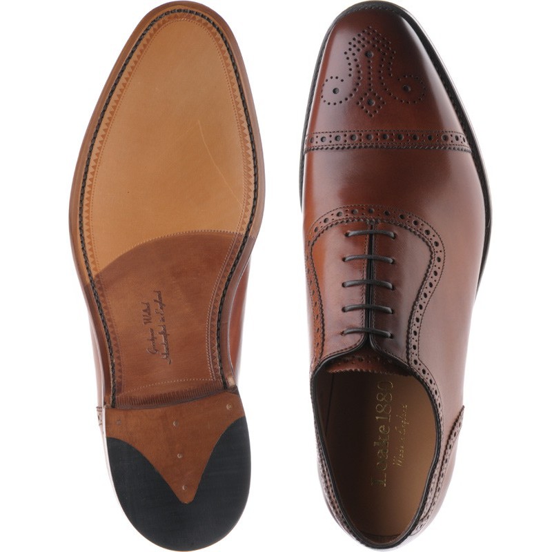 Loake shoes | Loake 1880 | Strand semi-brogues in Mahogany Calf at ...