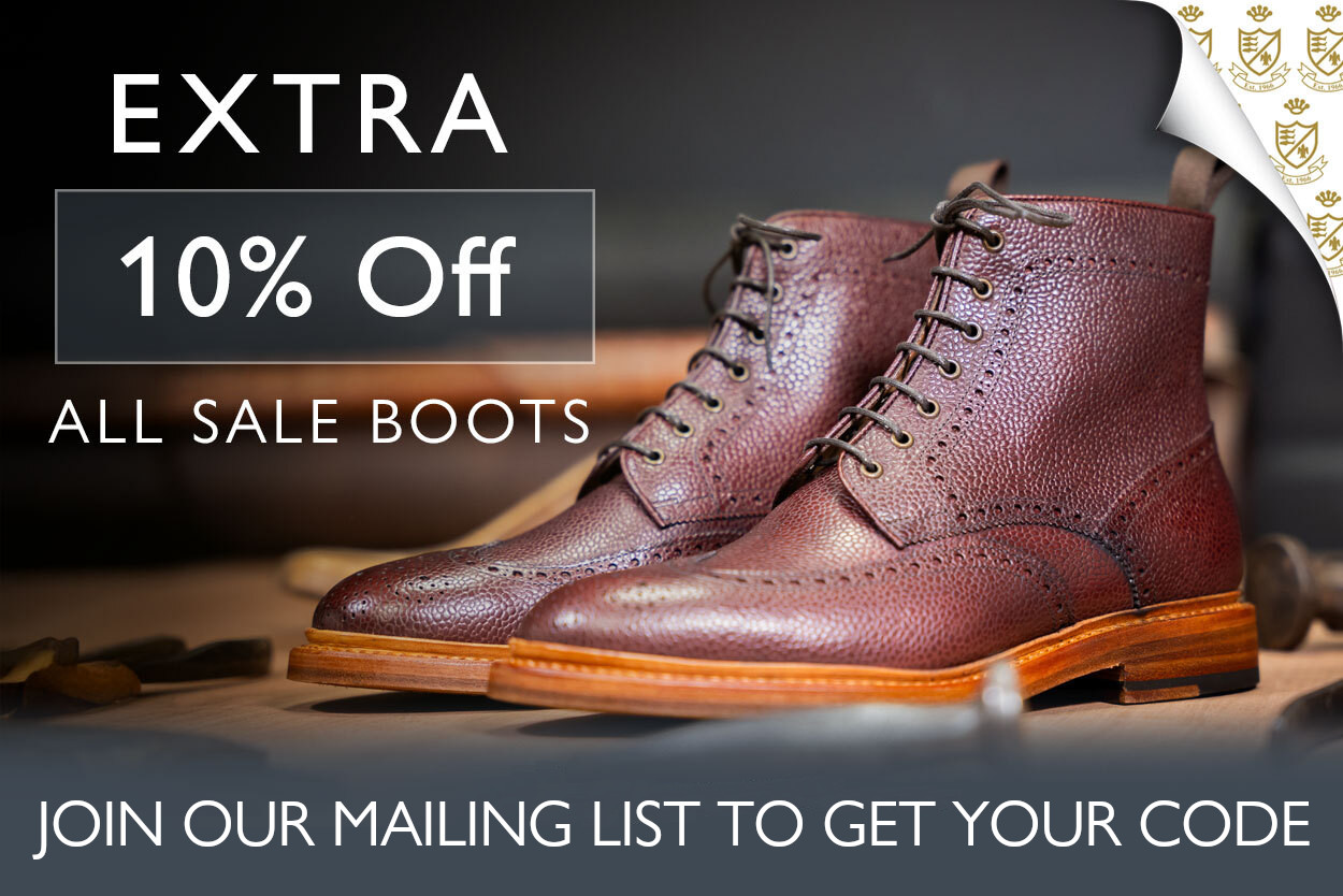 Join our mailing list to get 10% extra off all sale boots